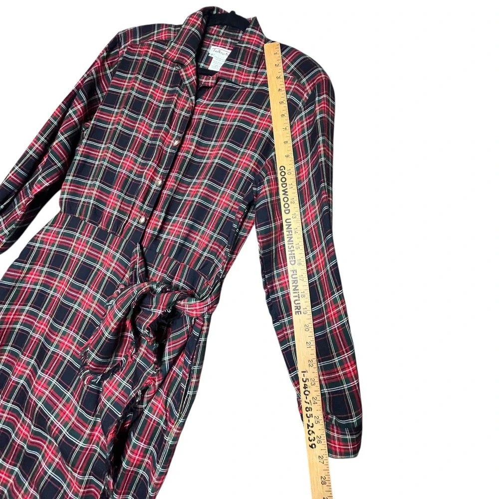 Talbots Vintage Tartan Plaid Wrap Shirt Dress Size 8 Holidays Academia Classic - Picture 9 of 16
